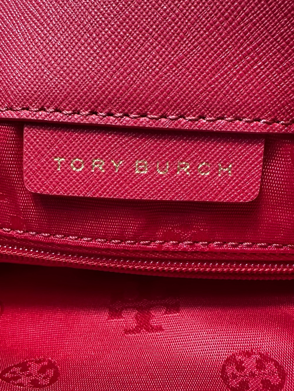 Tory Burch Bright Red Saffiano Leather Tote - Picture 5 of 5